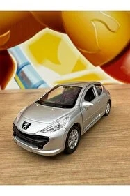 Peugeot 207 Gri - 1:36 Ölçek Çek Bırak - Kapılar Açılır