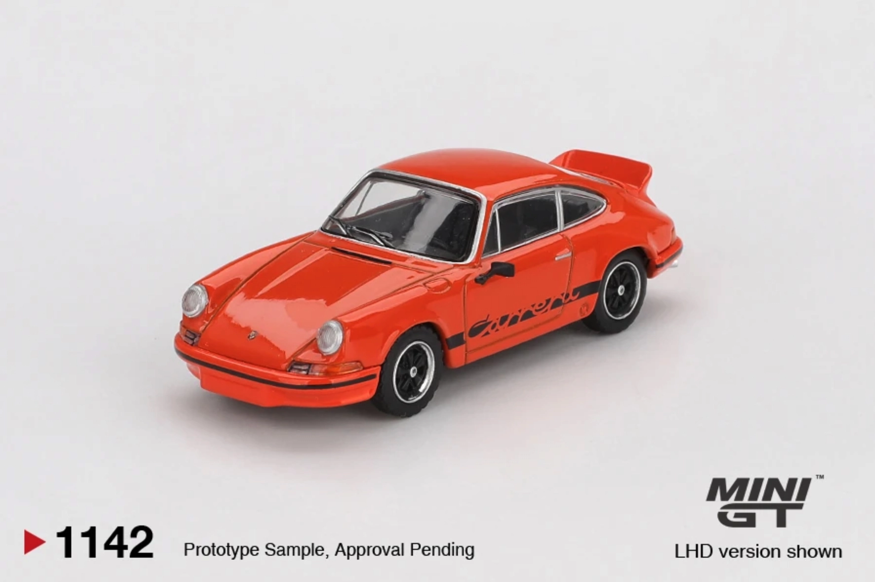 Mini GT 1/64 Porsche 911 Carrera RS 2.7 Tangerine with Black Livery MGT01142