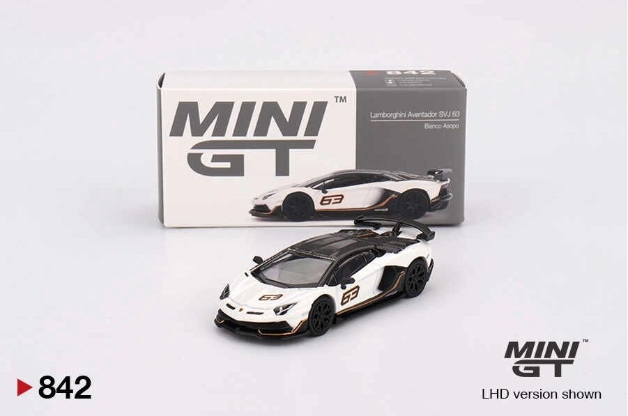 Mini GT - Lamborghini Aventador SVJ 63 - Bianco Asopo - #842