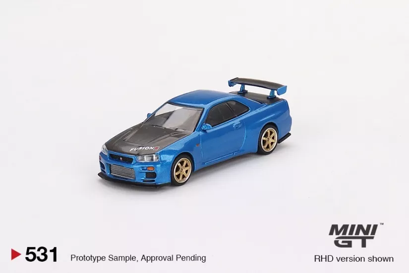 Mini GT Nissan Skyline GT-R Top Secret Bayside Blue #531 - Jelatinsiz