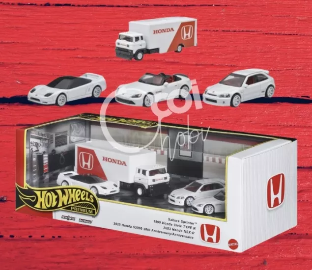 Hot Wheels Premium - Honda 4’lu Premium Set Diorama Garaj