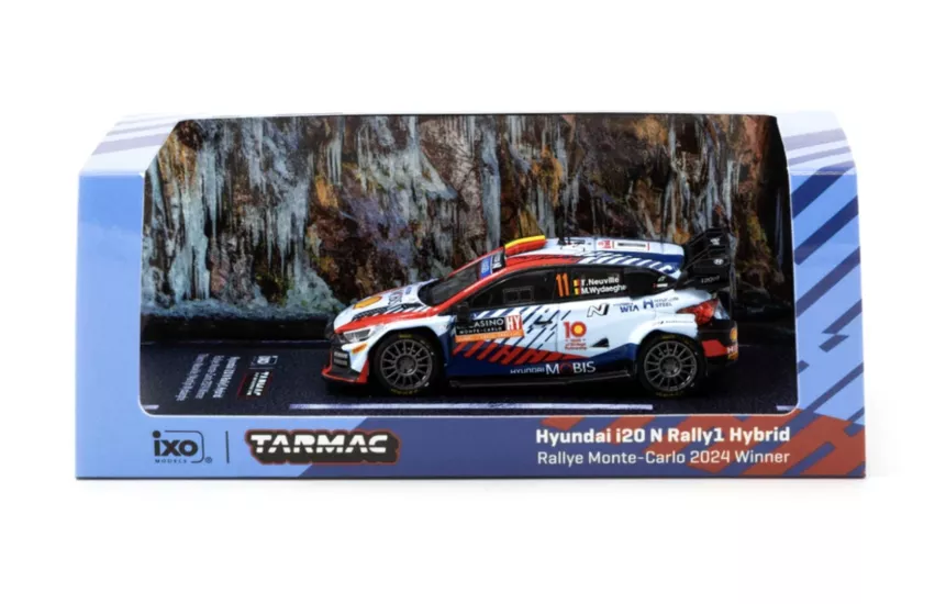 Tarmac Works X iXO Models 1/64 Hyundai i20 N Rally1 Hybrid Rallye Monte-Carlo 2024 Winner #11 - HOBBY64 T64-089-24MCR11