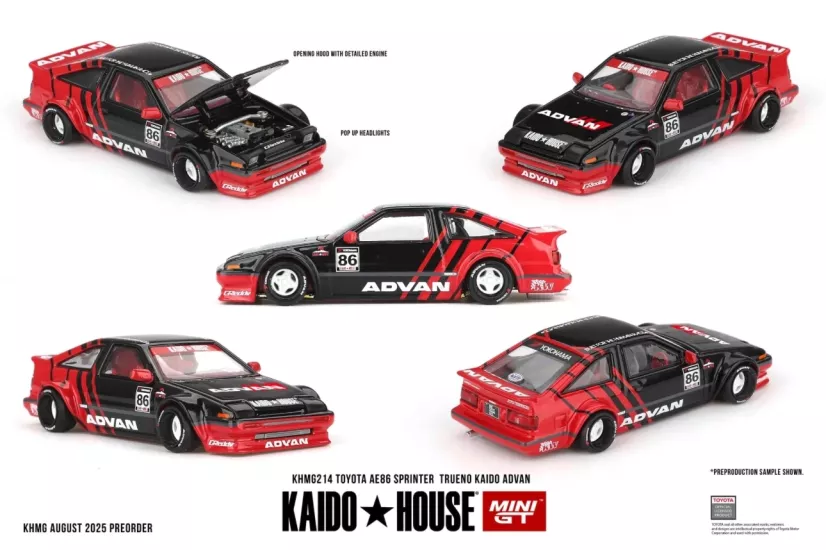 Mini GT x KaidoHouse 1/64 Toyota AE86 Sprinter Trueno Kaido ADVAN KHMG214