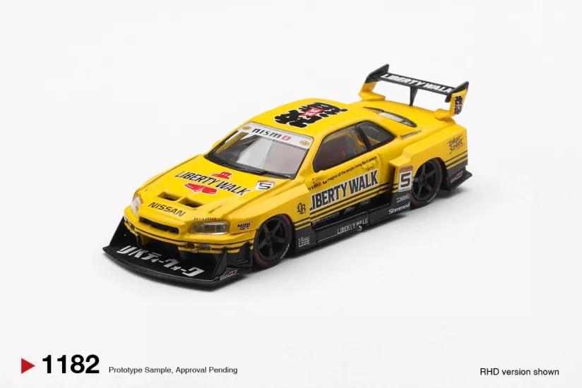 Mini GT 1/64 Nissan LB-ER34 Super Silhouette SKYLINE Sport Yellow MGT01182