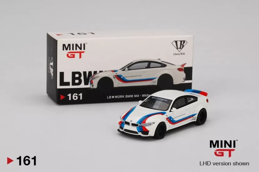Mini GT - LB Work BMW M4 - White W/ M Stripe - #161 MGT00161-L
