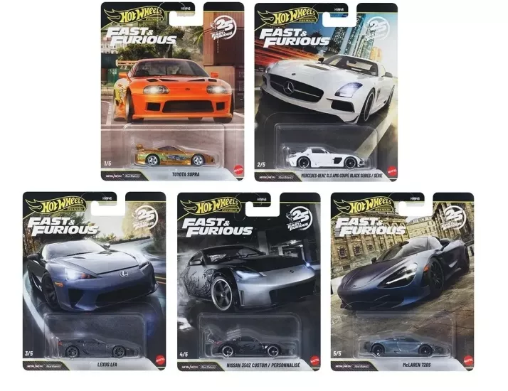 Hot Wheels Premium - Fast & Furious 25. Yıl 5’li Toyota Supra Chase Set