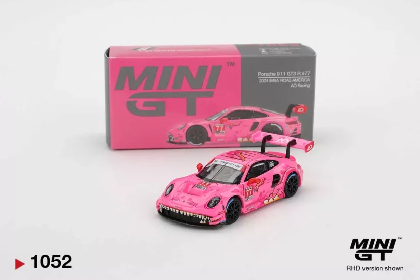 Mini GT 1/64 Porsche 911 GT3 R AO Racing 2024 IMSA ROAD AMERICA MGT01052