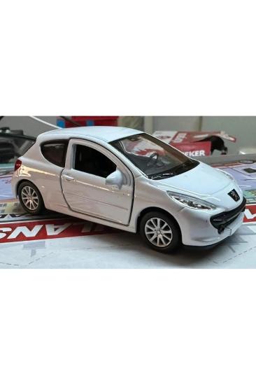 Peugeot 207 Beyaz - 1:36 Ölçek Çek Bırak - Kapılar Açılır